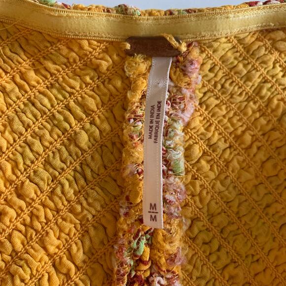 FREE PEOPLE Jumpsuit MD Little of Your Love Marigold Boho Wide Leg Smocked Chest - Picture 13 of 16